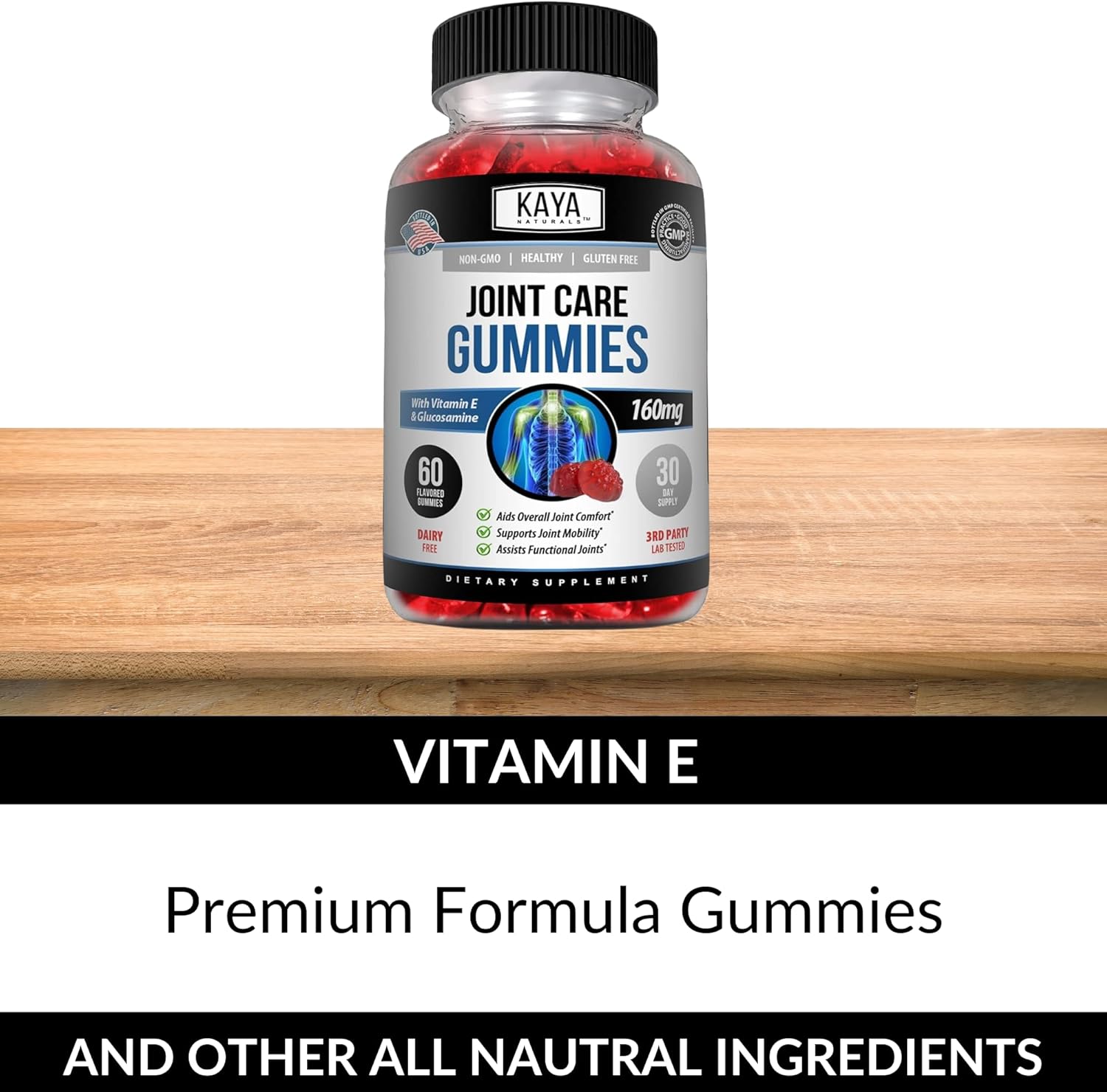 Kaya Naturals Joint Care Gummies for Back, Knees & Hands | Extra Strength Natural Joint & Flexibility Support - Glucosamine Gummies Best Immune Support for Women & Men - 60 Count : Health & Household