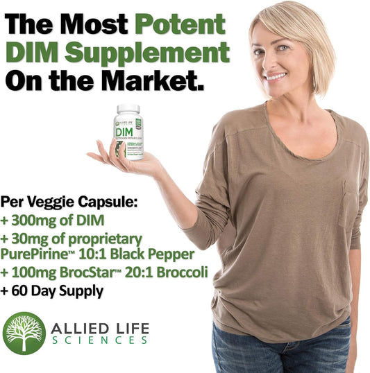 Dim Supplement, 300 Mg Diindolylmethane Plus Broccoli Seeds Extract Pills, Vegan Non-Gmo, 60 Capsules
