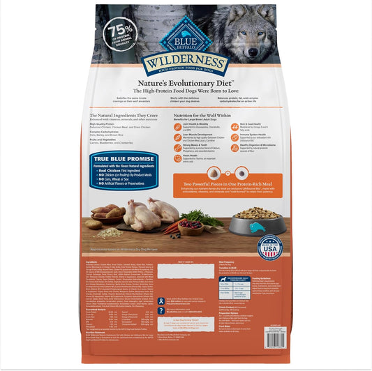 Blue Buffalo Wilderness Large Breed Adult Dry Dog Food Wholesome Grains Natural Ingredients Chicken