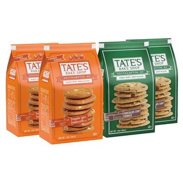 Tate'S Bake Shop Cookies Variety Pack, Pumpkin Spice & Chocolate Chip Cookies, 4 Bags