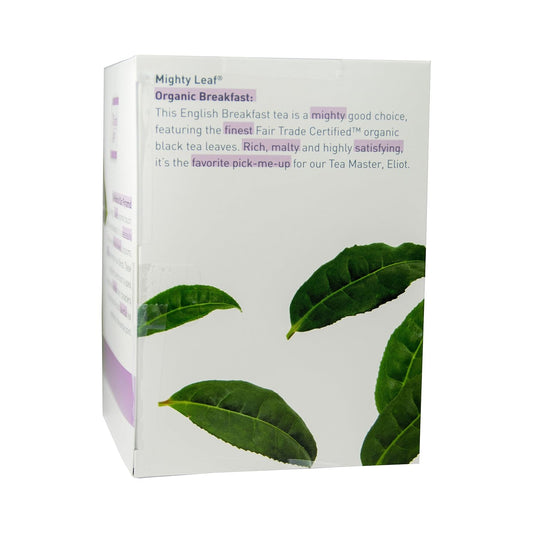 Mighty Leaf Whole Leaf Organic Breakfast Tea, 15 Tea Bags Individual Pyramid-Style Tea Sachets Of Organic Caffeinated Black, Delicious Hot Or Iced, Sweetened Or Plain