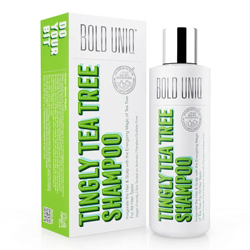 BOLD UNIQ Tea Tree Shampoo - Energizing Peppermint & Tea Tree Oil Shampoo Formula for Men & Woman. Soothe Itchy & Dry Scalps. Vegan & Cruelty-Free. Sulfate & Paraben Free - 8 Fl.Oz