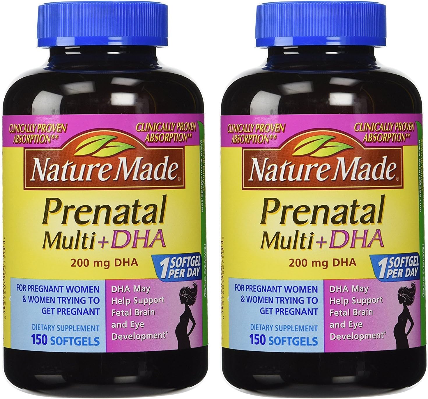 Nature Made Prenatal Multi + Dha, 200Mg, 150 Softgels 2Pack