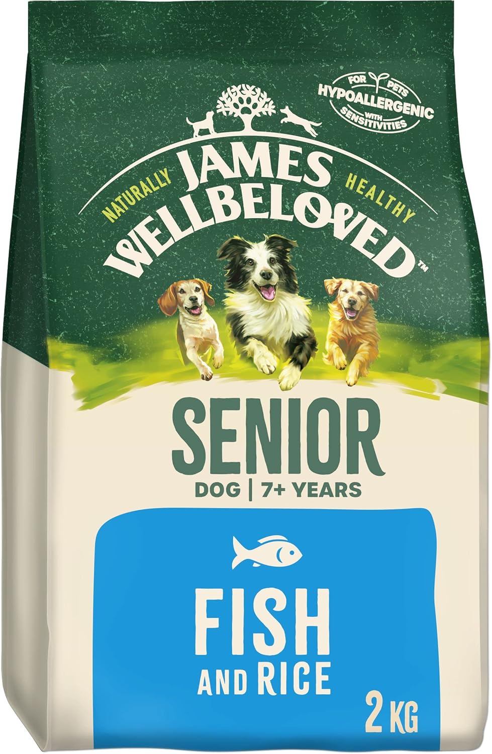 James Wellbeloved Senior Fish & Rice 2 kg Bag, Hypoallergenic Dry Dog Food?02JWFSN2