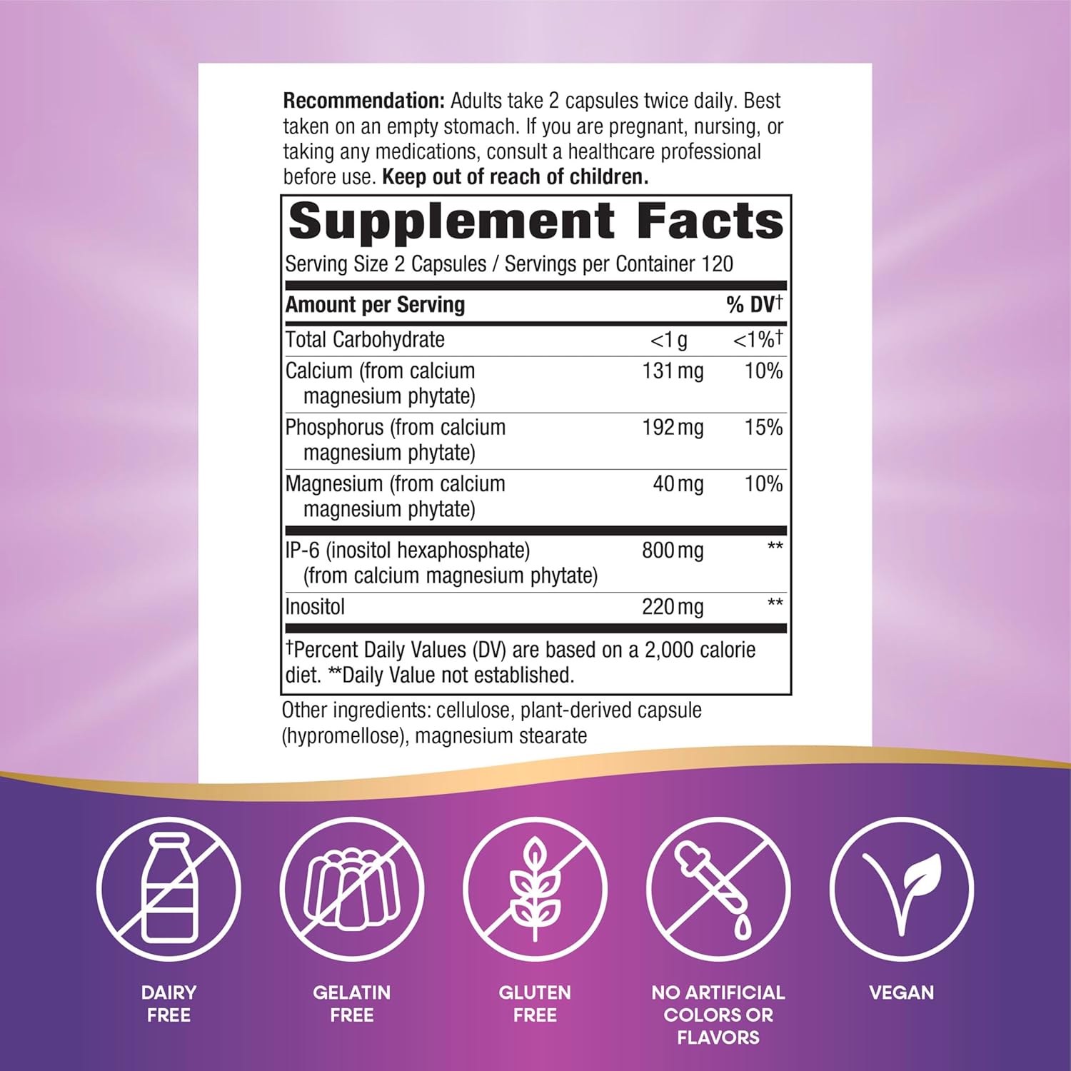 Nature's Way Cell Forté IP-6 & Inositol, Supports Natural Killer Cell Activity*, Immune Support*, with Calcium, Phosphorus & Magnesium, Gluten-Free, Vegan, 240 Capsules (Packaging May Vary) : Health & Household