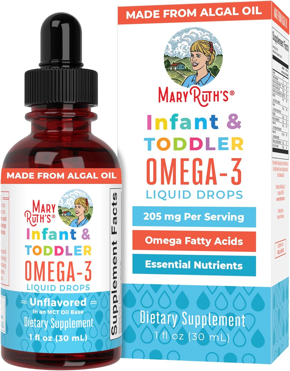 Maryruth'S Infant And Toddler Omega-3 Liquid Drops By | 200Mg Dha And 2Mg Epa Per Serving | Overall Wellness And Healthy Development | Unflavored | 1 Fl Oz