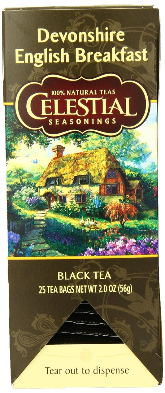 Celestial Seasonings Black Tea, Devonshire English Breakfast, Contains Caffeine, 25 Tea Bags (Pack Of 6)