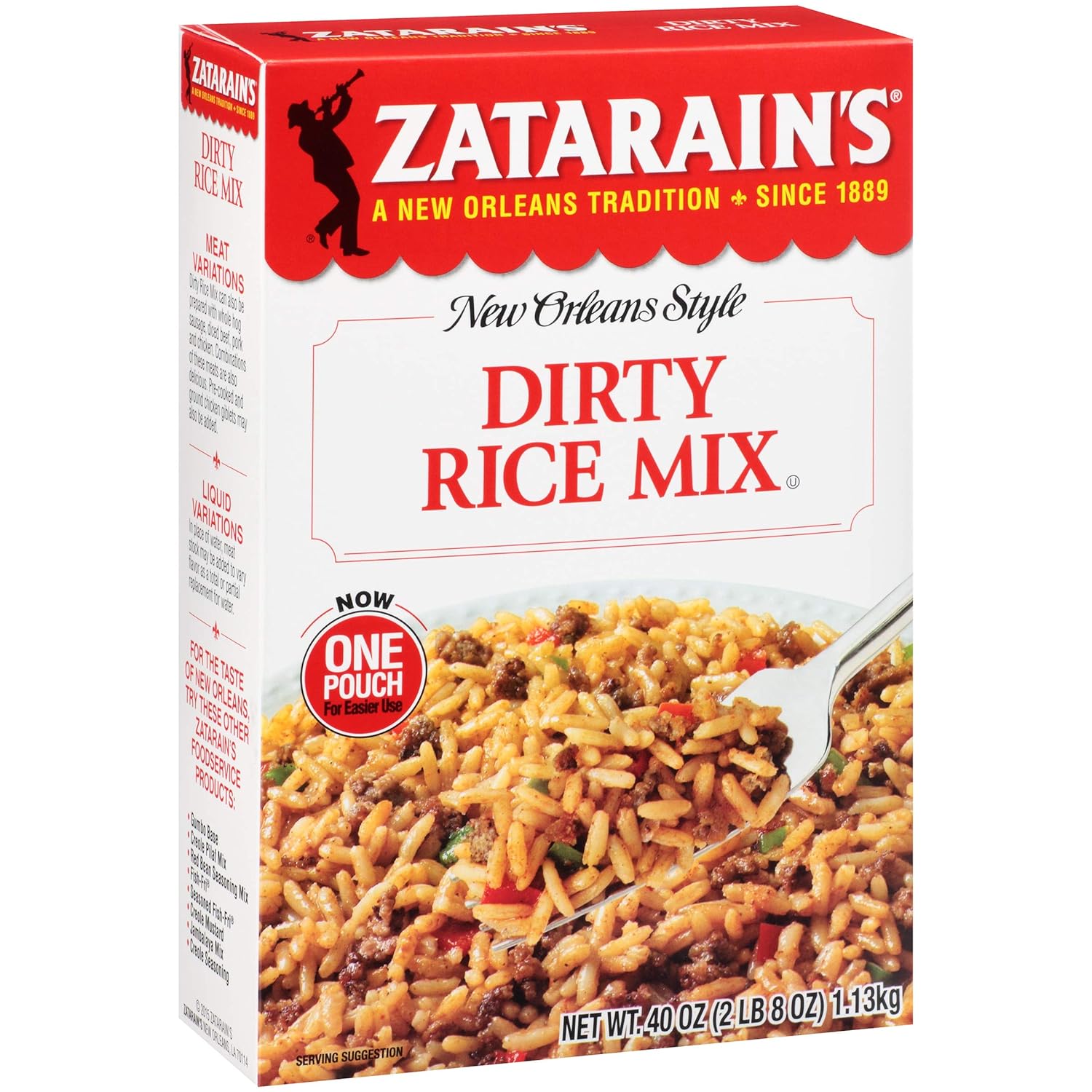 Zatarain's Dirty Rice Mix, 40 oz - One 40 Ounce Box of New Orleans Style Dirty Rice Mix with Premium Blend of Long Grain Rice, Vegetables and Cajun Spices
