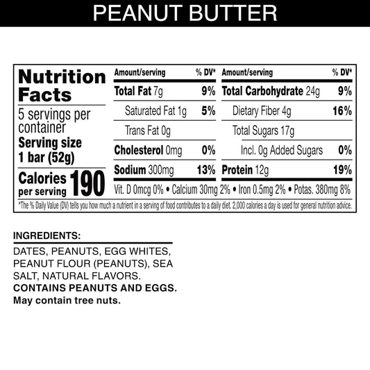 Rxbar Protein Bars, Protein Snack, Snack Bars, Peanut Butter, 9.15Oz Box (5 Bars)