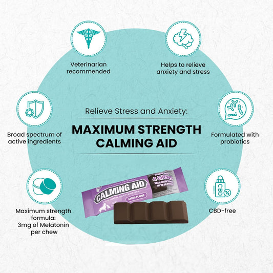 Nootie ProgilityMAX Calming Aid, Maximum Strength Calming Chews for Dogs, 3-Pack Single Serve Bars, 4 Chews Per Bar
