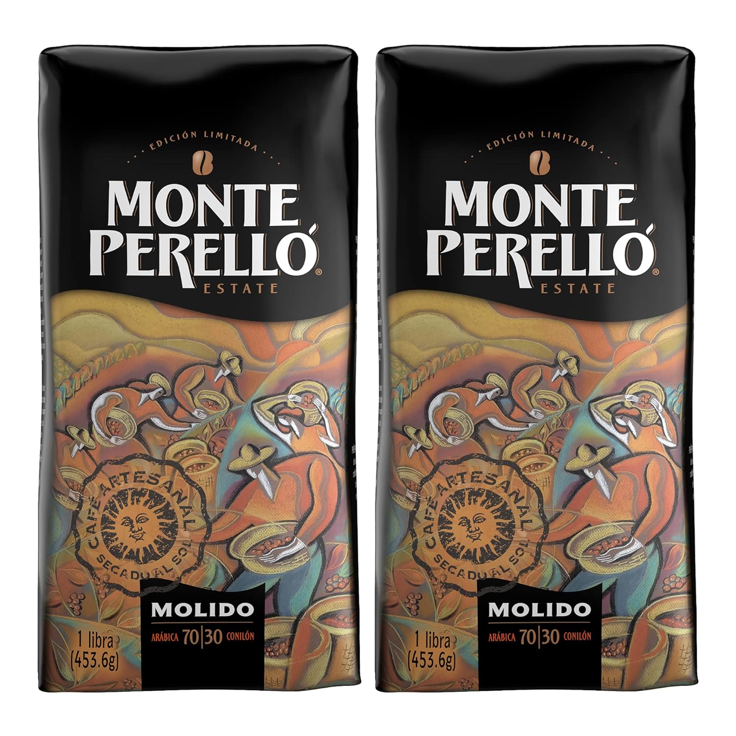 Monte Perelló, 16 oz Bag (1 LB/ 453.6 g), Ground Coffee, Medium Roast - Product from the Dominican Republic (Pack of 2)