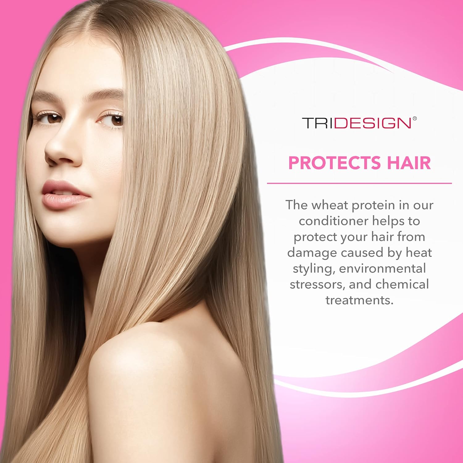 TRIDESIGN TRI Moisturizing Conditioner - Hydrating Dry & Damaged Hair, Infused Wheat Protein to Protect, Repair & Restores Moisture to Curly, Straight, Wavy Treated Hair - 10.5 Fluid Ounce : Standard Hair Conditioners : Beauty & Personal Care