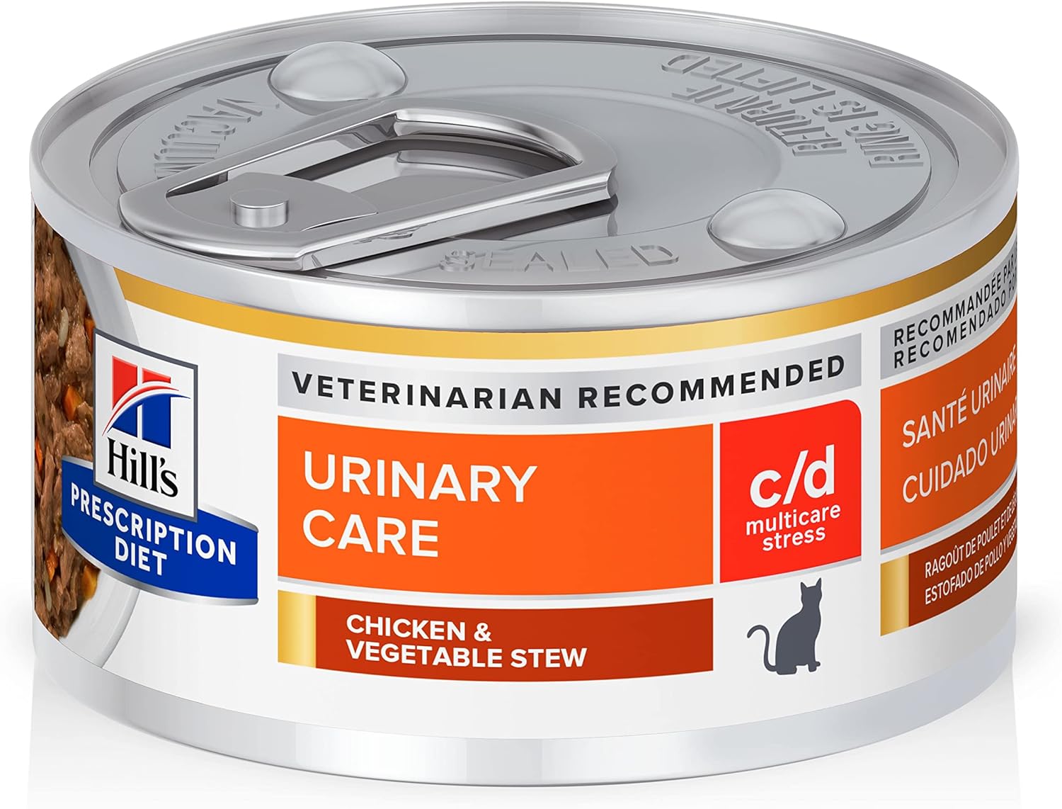 Hill'S Prescription Diet C/D Multicare Stress Urinary Care Chicken & Vegetable Stew Wet Cat Food, Veterinary Diet, 2.9 Oz. Cans, 24-Pack