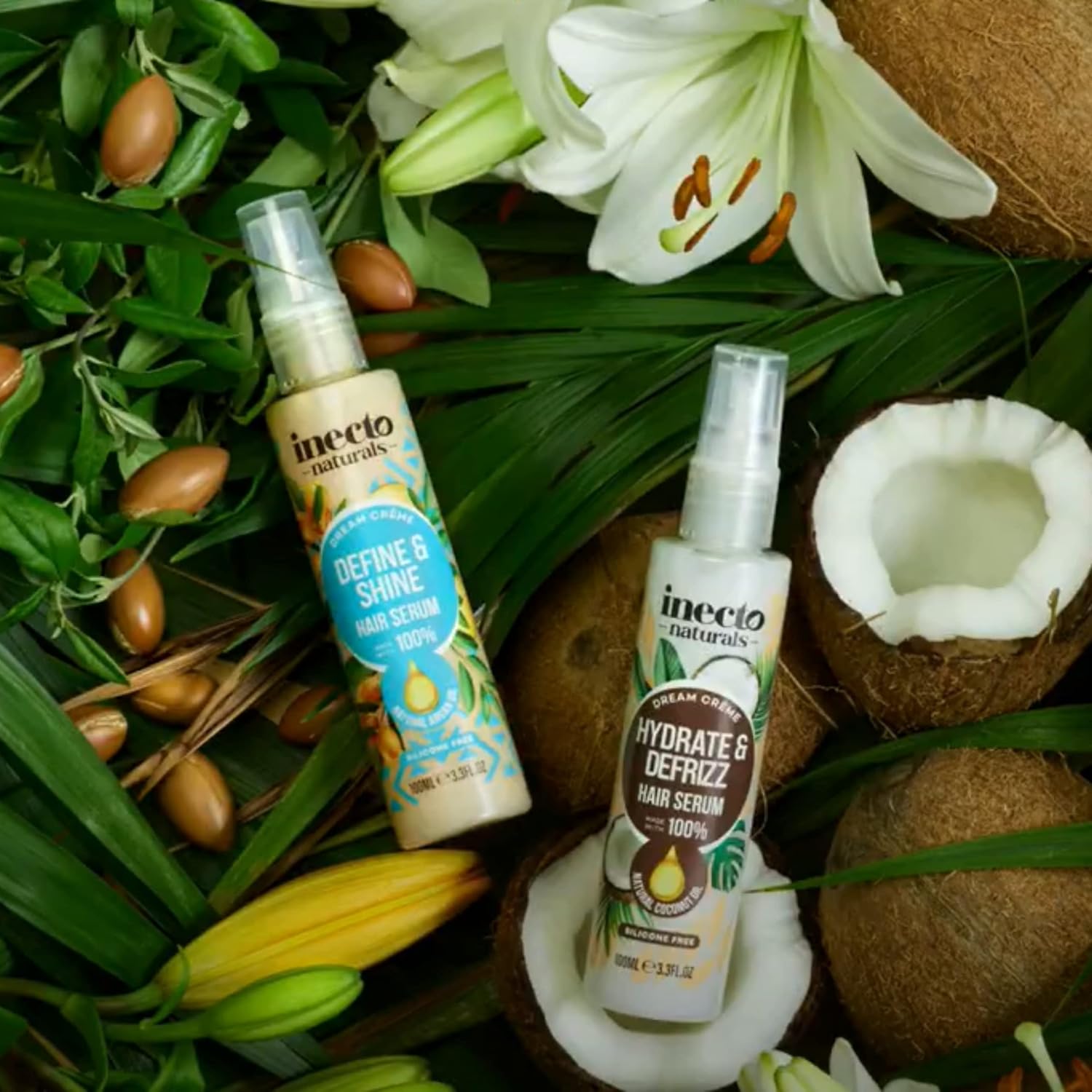 INECTO Naturals Hydrate & Defrizz Coconut Dream Crème Hair Serum 100ml, Anti Frizz, Preservers Moisture for Visibly Smooth Hydrated, 100% Natural Oils, Dry and Damaged (Pack of 2) : Amazon.co.uk: Beauty