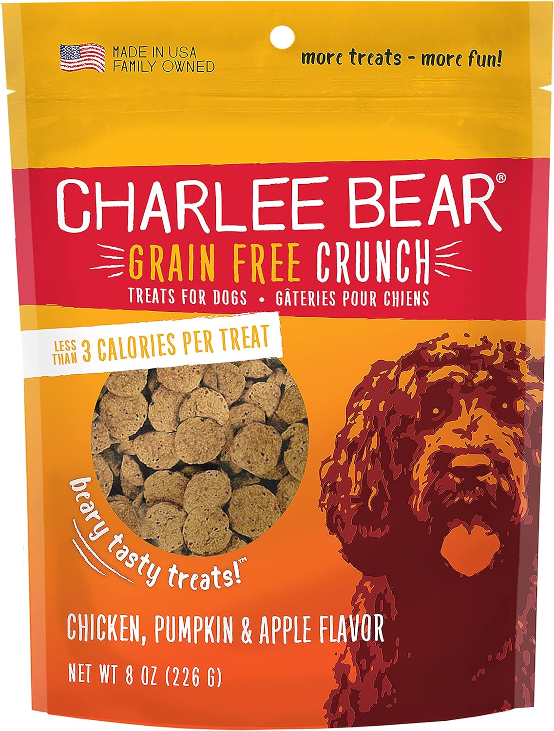 Charlee Bear Grain-Free Bear Crunch Chicken, Pumpkin & Apple Flavor - Net Wt 8 Oz