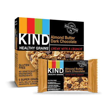 Kind Healthy Grains Almond Butter Dark Chocolate Bars, Gluten Free Bars, 1.2 Oz Bars (40 Count)