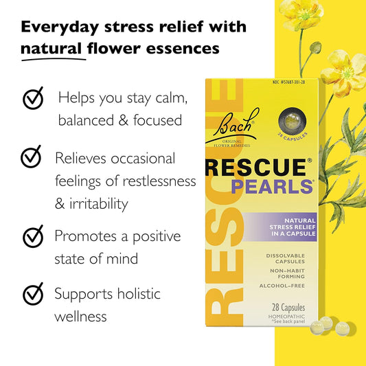 Stress & Sleep Bundle, Bach Rescue Pearls, Natural Stress Relief [And] Rescue Sleep Liquid Melts, Natural Sleep Aid - 2-Pk, Homeopathic Flower Essence