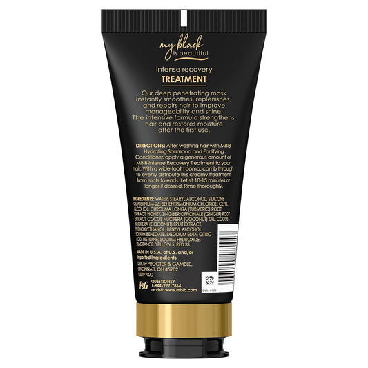 MY BLACK IS BEAUTIFUL Intense Recovery Treatment, Sulfate Free, for Curly and Coily Hair with Coconut Oil, Honey and Turmeric, 9.6 fl oz