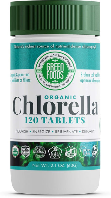 Green Foods Organic Chlorella 500 Mg, 120 Count