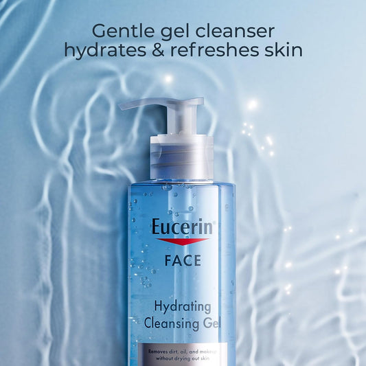 Eucerin Face Gentle Cleansing Hydrating Cleansing Gel, Daily Face Wash And Makeup Remover With Hyaluronic Acid, 13.5 Fl Oz Bottle