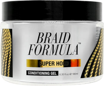 Braid Formula Conditioning Gel, Super Hold, 3.53 Oz | Great For Braiding, Twisting, Edges, No Residue, No Flaking, Strong Hold, High Shine, Smoothing With Clean, No Build-Up