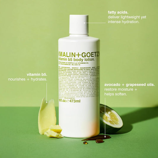 Malin + Goetz Vitamin B5 Body Lotion For Women & Men An Everyday Essential To Heal All Skin Types. Vegan & Cruelty-Free