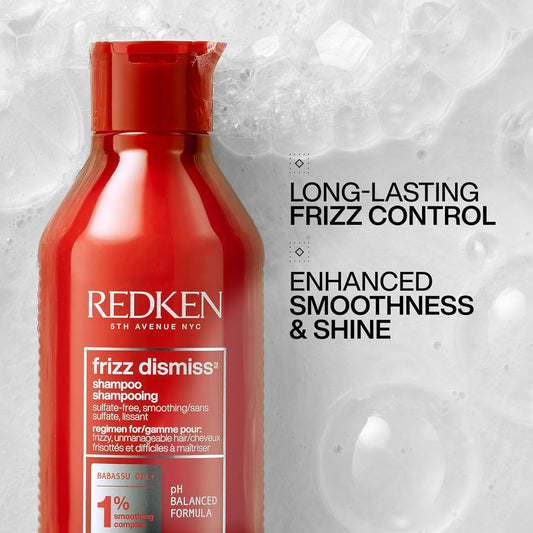 Redken Frizz Dismiss Shampoo | Anti Frizz Shampoo With Humidity Protection | Gently Cleanses, Smooths, And Adds Shine | Weightless Long-Lasting Frizz Control | For Frizzy Hair | Sulfate Free