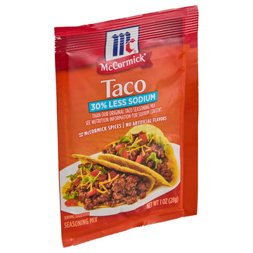 McCormick 30% Less Sodium Taco Seasoning Mix, 1 oz (Pack of 12)