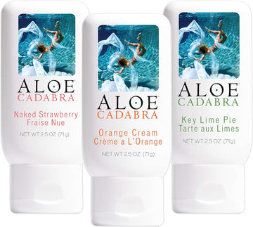 Aloe Cadabra Natural Lubricant Organic Assorted Flavored Water Based Lube Bundle for Her, Him & Couples: 1 Each - Strawberry, Orange Cream and Key Lime