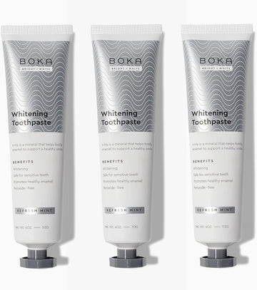 New! Boka Fluoride Free Toothpaste - Nano Hydroxyapatite, Remineralizing, Sensitive Teeth, Whitening - Dentist Recommended For Adult, Kids Oral Care - Refresh Mint Flavor, 4 Fl Oz 3Pk