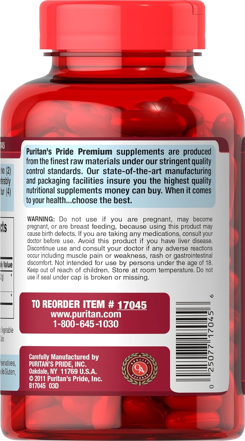 Puritan's Pride Q-Sorb CoQ10 Plus Red Yeast Rice,120 Rapid Release Softgels : Health & Household