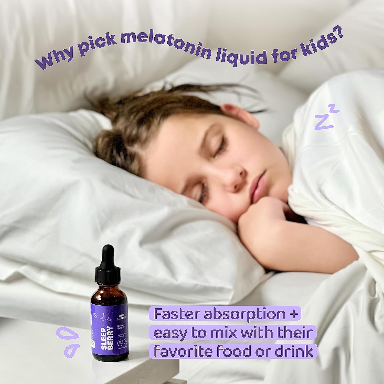 SleepBerry Liquid Melatonin for Kids - Natural Sleep Aid with Elderberry and Vitamin D - Boost Immune System While They Sleep (2 Fl oz) : Health & Household