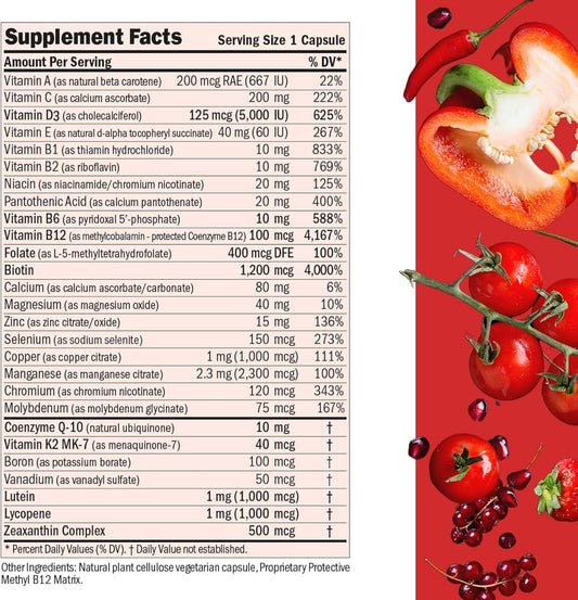 Andrew Lessman Essential-1 Multivitamin 5000 Iu Vitamin D3 30 Small Capsules - 100 Mcg Methyl B12. Coq10 Lutein Lycopene Zeaxanthin. High Potency. No Additives. Ultra-Mild. One Daily Capsule