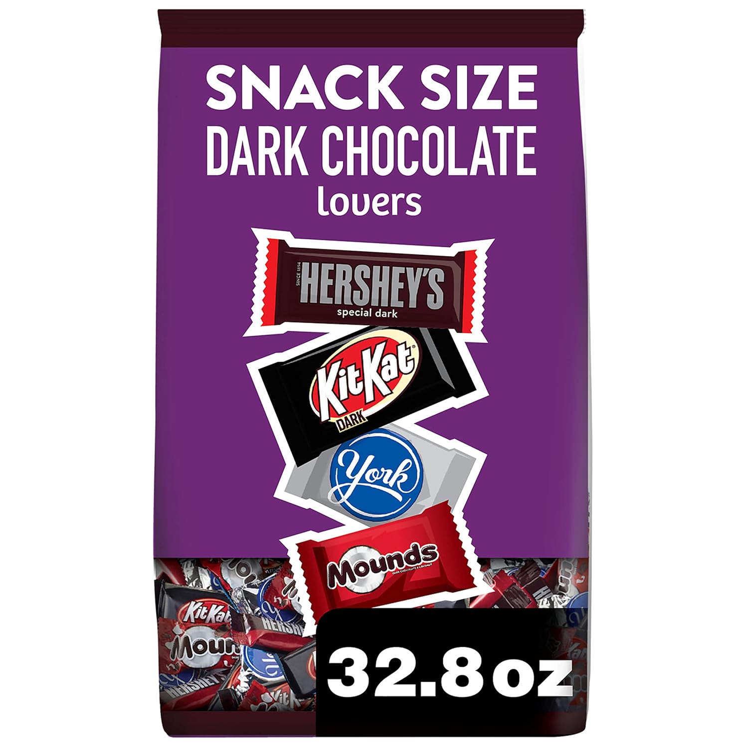 Hershey Assorted Dark Chocolate Flavored Snack Size, Candy Party Pack, 32.89 Oz