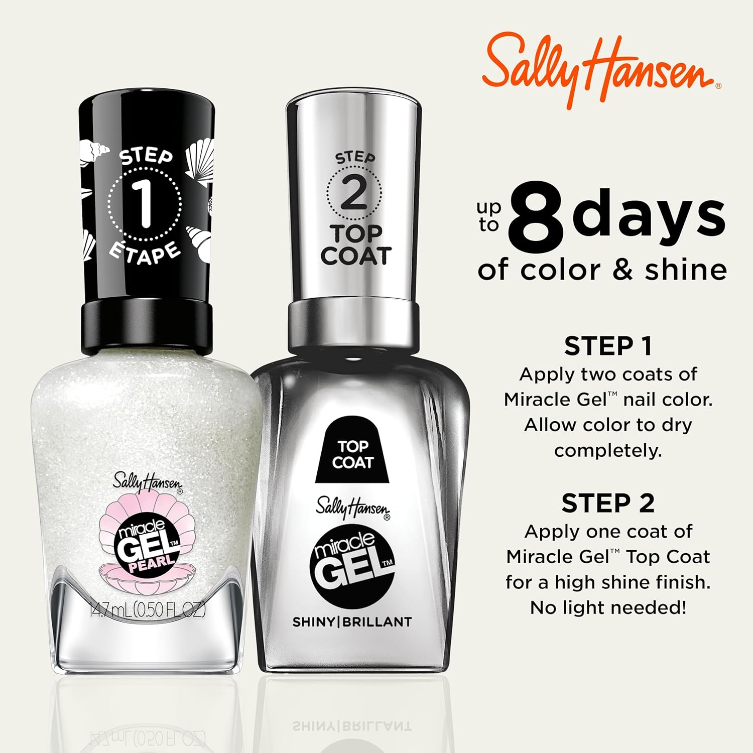 Sally Hansen Miracle Gel™, Pearls One of a Kind, Long Lasting, Gel-Like Formula, No UV Lamp Needed, White Nail Polish : Beauty & Personal Care