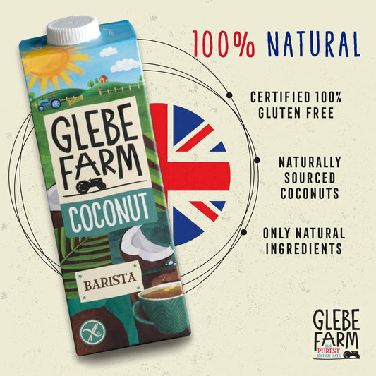 Glebe Farm Gluten Free & Vegan Coconut Milk, Healthy Dairy Free Coffee Creamer & Coconut Milk Barista Multipack For A Perfect Microfoam, 6 X 1 Litre