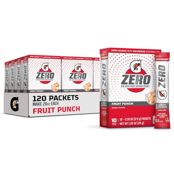 Gatorade G Zero Powder, Fruit Punch, 0.10Oz Packets, Makes 20 Ounces (120 Pack)