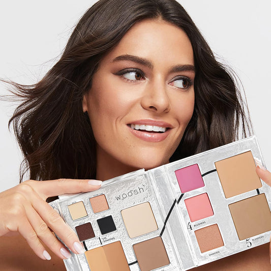 Woosh Beauty, Fold Out Face Original Makeup Palette, Travel, All In One, Neutral Cream & Powder (#3 Medium)