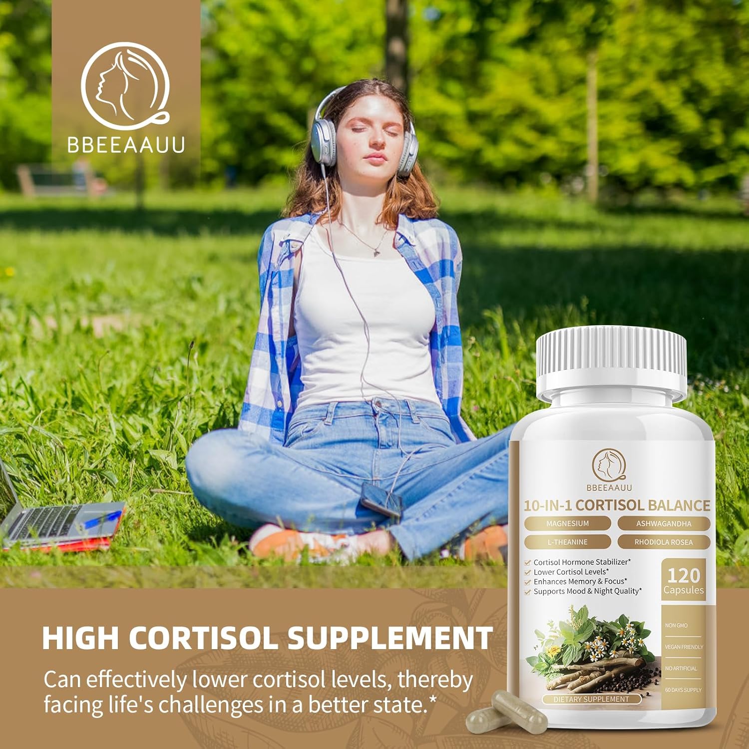 Cortisol Supplements For Women & Men - 10-In-1 Cortisol Reducer Manager Detox With Ashwagandha, Magnesium - Lower High Cortisol Levels, Relaxation & Night Support, Non-Gmo, 120 Capsules