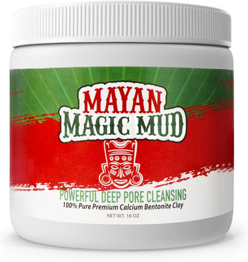 Mayan Magic Mud - Powerful Deep Pore Cleansing Facial And Body Mask - 100 Percent Pure Premium Calcium Bentonite Clay - Treats Acne Breakouts, Blackheads, And Oily Skin - 454 G