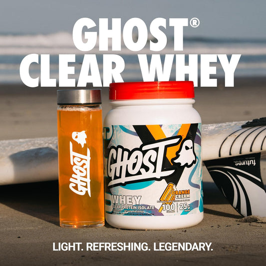 Ghost Clear Whey Isolate Protein Powder, Orange Cream - 1.4 Lb Tub, 25G Of Whey Protein - Post Workout Drink For Muscle Gain & Recovery – Sugar Free, Soy Free & Zero Fat, 20 Servings