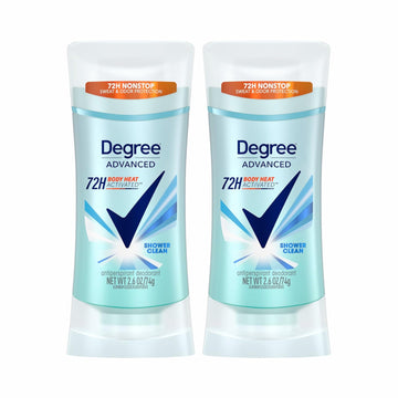 Degree Antiperspirant Deodorant Shower Clean Twin Pack 72-Hour Sweat & Odor Protection Antiperspirant For Women With Body Heat Activated Technology 2.6 Oz