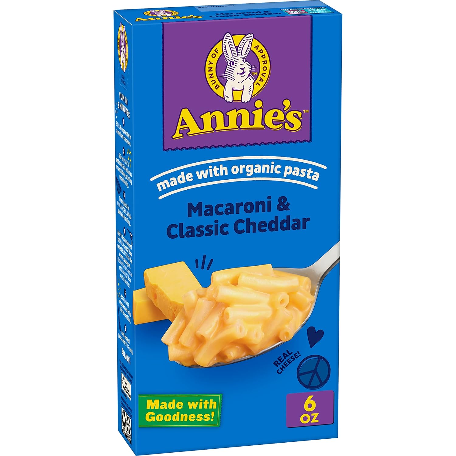 Annie'S Classic Cheddar Macaroni And Cheese With Organic Pasta, 6 Oz (Pack Of 12)