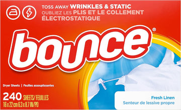 Bounce Dryer Sheets Laundry Fabric Softener, Fresh Linen Scent, 240 Count