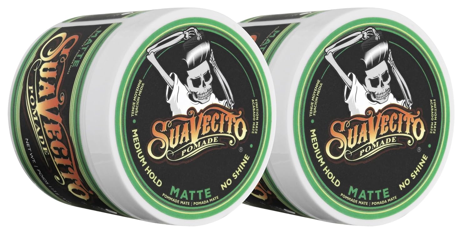 Suavecito Pomade Matte (No Shine) Formula 4 Oz, 2 Pack - Medium Hold Hair Pomade For Men - Matte Hair Paste For Natural Texture Hairstyles