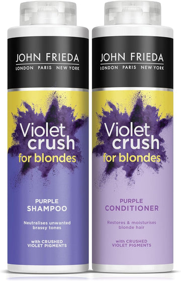 John Frieda Violet Crush Purple Shampoo And Purple Conditioner Bundle, 2 X 500 Ml, Neutralising And Toning Shampoo And Conditioner