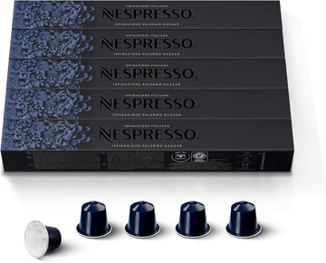 Nespresso Capsules Originalline, Kazaar, Dark Roast Espresso Coffee, 50-Count Espresso Coffee Pods