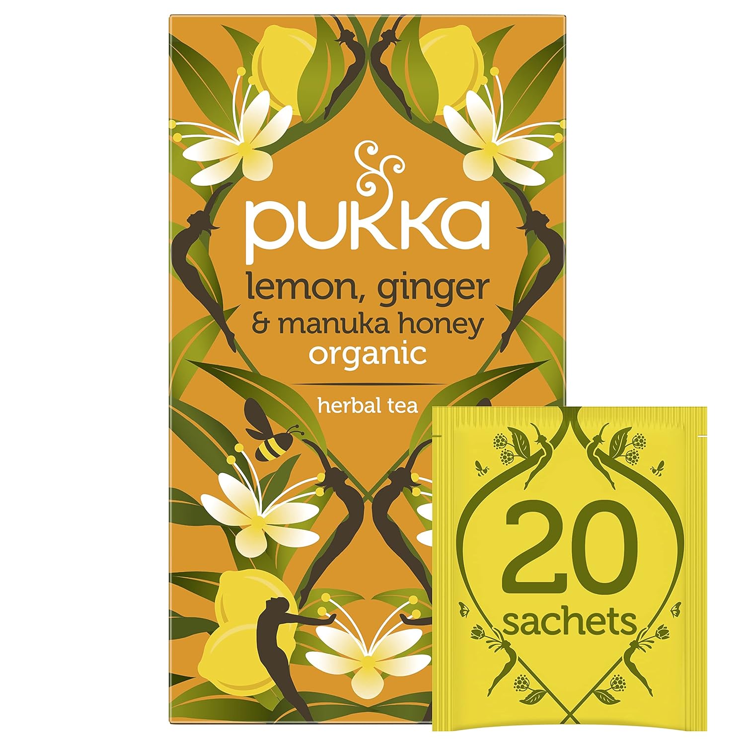 Pukka Herbs Organic Lemon Ginger Manuka Honey Tea, 20 Ct