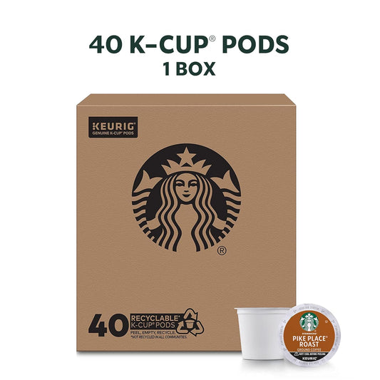 Starbucks Medium Roast K-Cup Coffee Pods — Pike Place For Keurig Brewers — 1 Box (40 Pods)