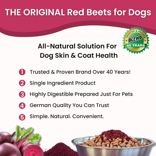 Olewo Original Red Beets for Dogs – Natural Anti Itch for Dogs, Dog Food Topper, Immune, Cleansing, Skin & Coat Support, Dehydrated Whole Food Dog Multivitamin, Fiber for Dogs, 2.2 lbs